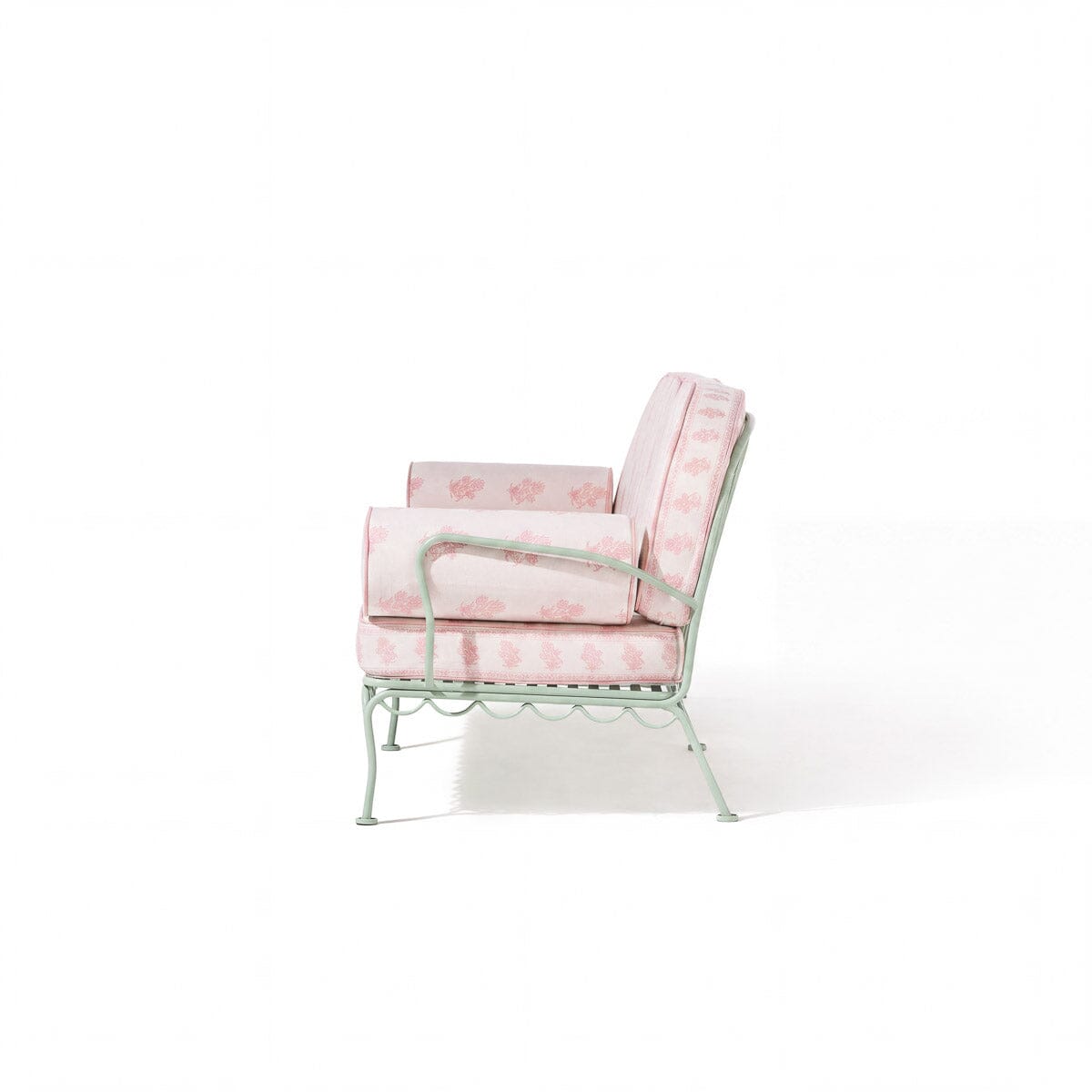 The Al Fresco Sofa by Amanda Lindroth in Jaipur Pink | Sage Green Frame Al Fresco Sofa Kit B&P by Amanda Lindroth 