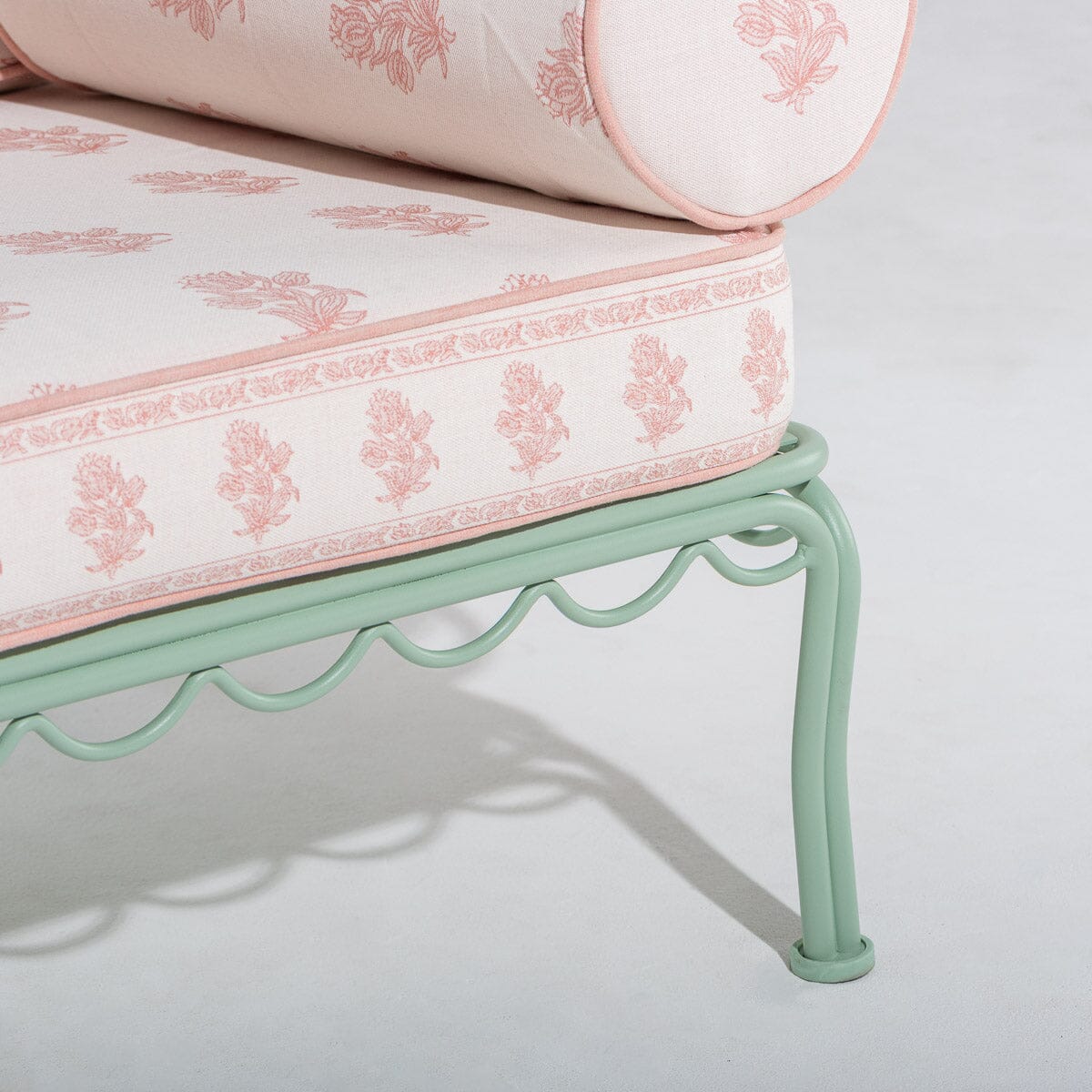 The Al Fresco Sofa by Amanda Lindroth in Jaipur Pink | Sage Green Frame Al Fresco Sofa Kit B&P by Amanda Lindroth 