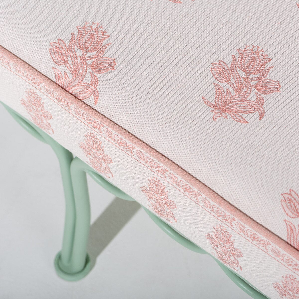 The Al Fresco Sofa by Amanda Lindroth in Jaipur Pink | Sage Green Frame Al Fresco Sofa Kit B&P by Amanda Lindroth 