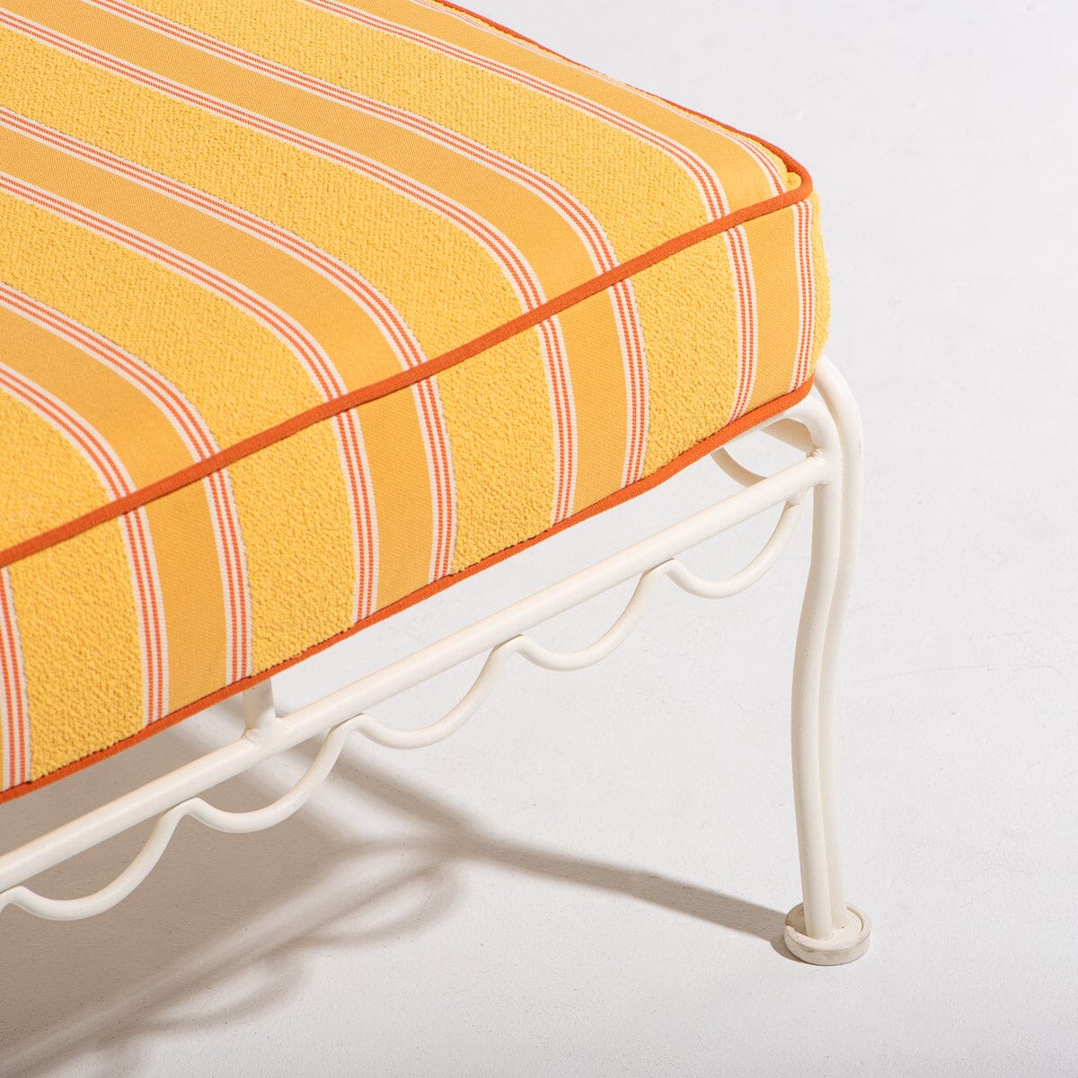 The Al Fresco Sun Lounger in Bistro Papaya Stripe | Antique White Frame Al Fresco Sun Lounger Kit Business & Pleasure Co Aus 