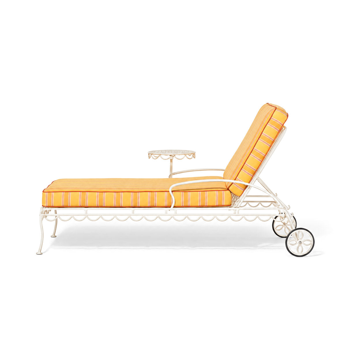 The Al Fresco Sun Lounger in Bistro Papaya Stripe | Antique White Frame