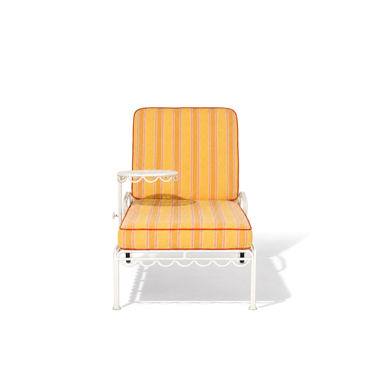 The Al Fresco Sun Lounger in Bistro Papaya Stripe | Antique White Frame Al Fresco Sun Lounger Kit Business & Pleasure Co Aus 