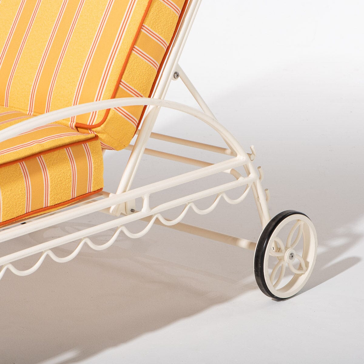 The Al Fresco Sun Lounger in Bistro Papaya Stripe | Antique White Frame Al Fresco Sun Lounger Kit Business & Pleasure Co Aus 