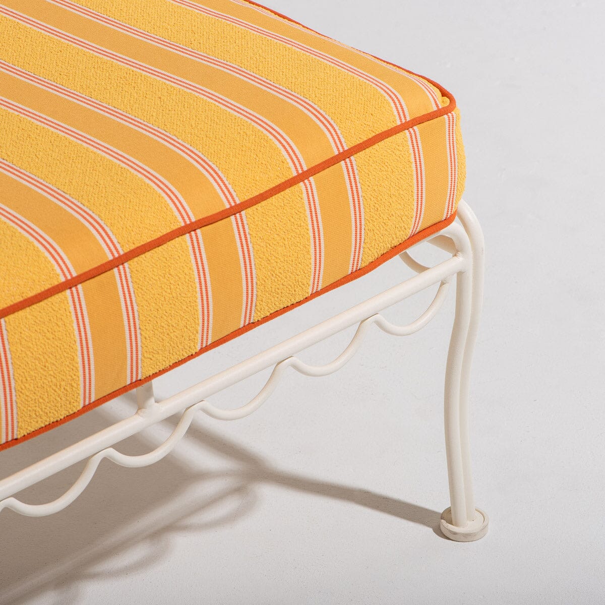 The Al Fresco Sun Lounger in Bistro Papaya Stripe | Antique White Frame Al Fresco Sun Lounger Kit Business & Pleasure Co Aus 