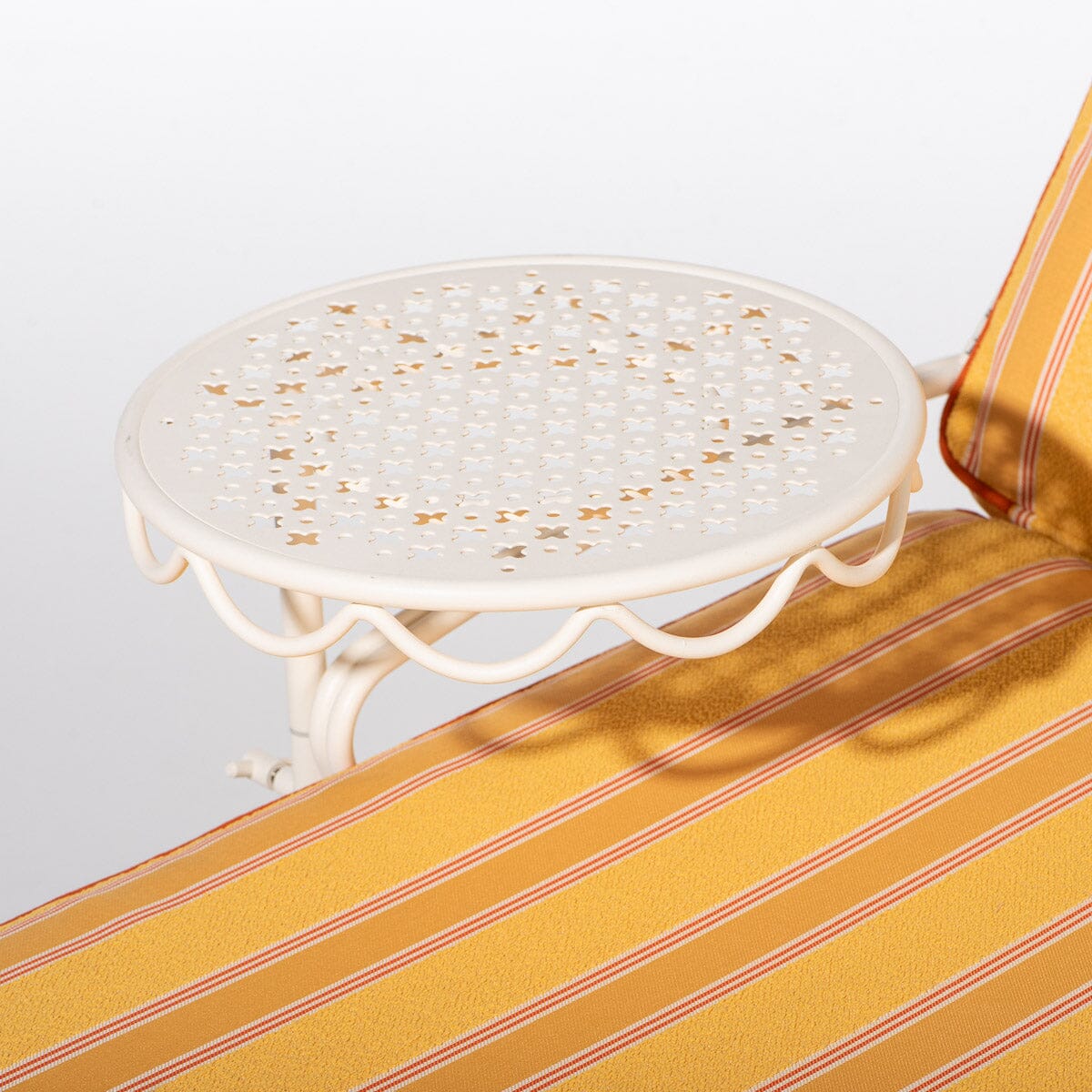 The Al Fresco Sun Lounger in Bistro Papaya Stripe | Antique White Frame Al Fresco Sun Lounger Kit Business & Pleasure Co Aus 