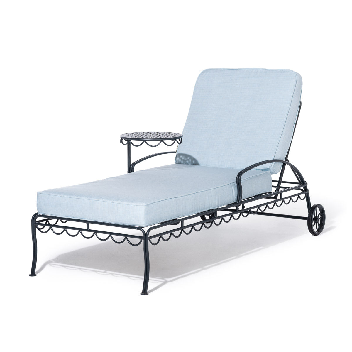 Product image of The Al Fresco Sun Lounger in Sky Blue | Vintage Black Frame