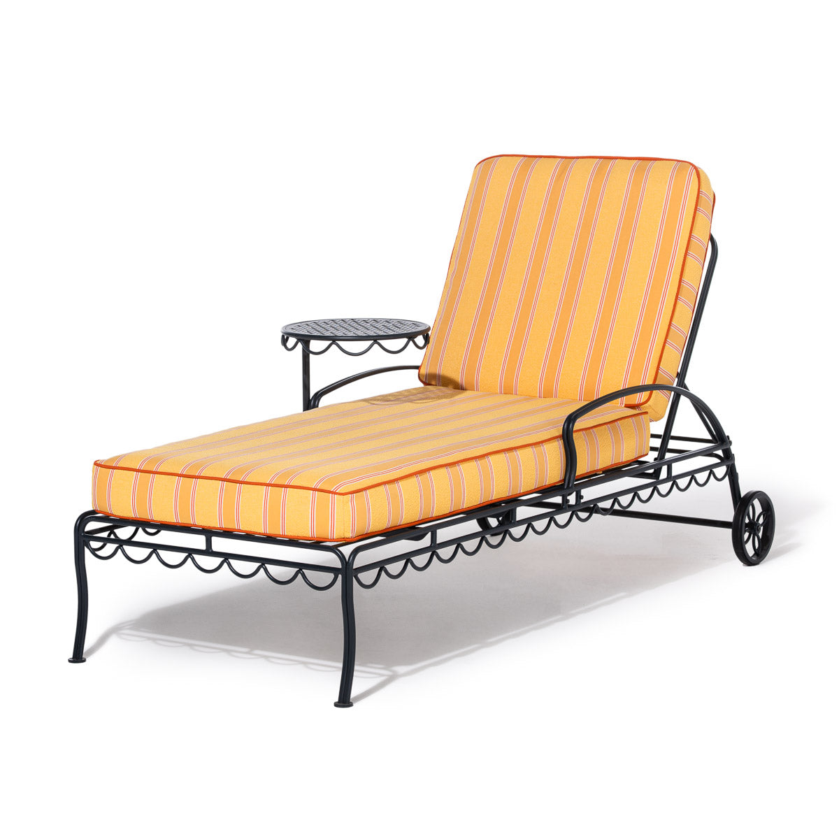 Product image of The Al Fresco Sun Lounger in Bistro Papaya Stripe | Vintage Black Frame