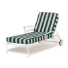 Swatch for The Al Fresco Sun Lounger in Terry Green Stripe | Antique White Frame