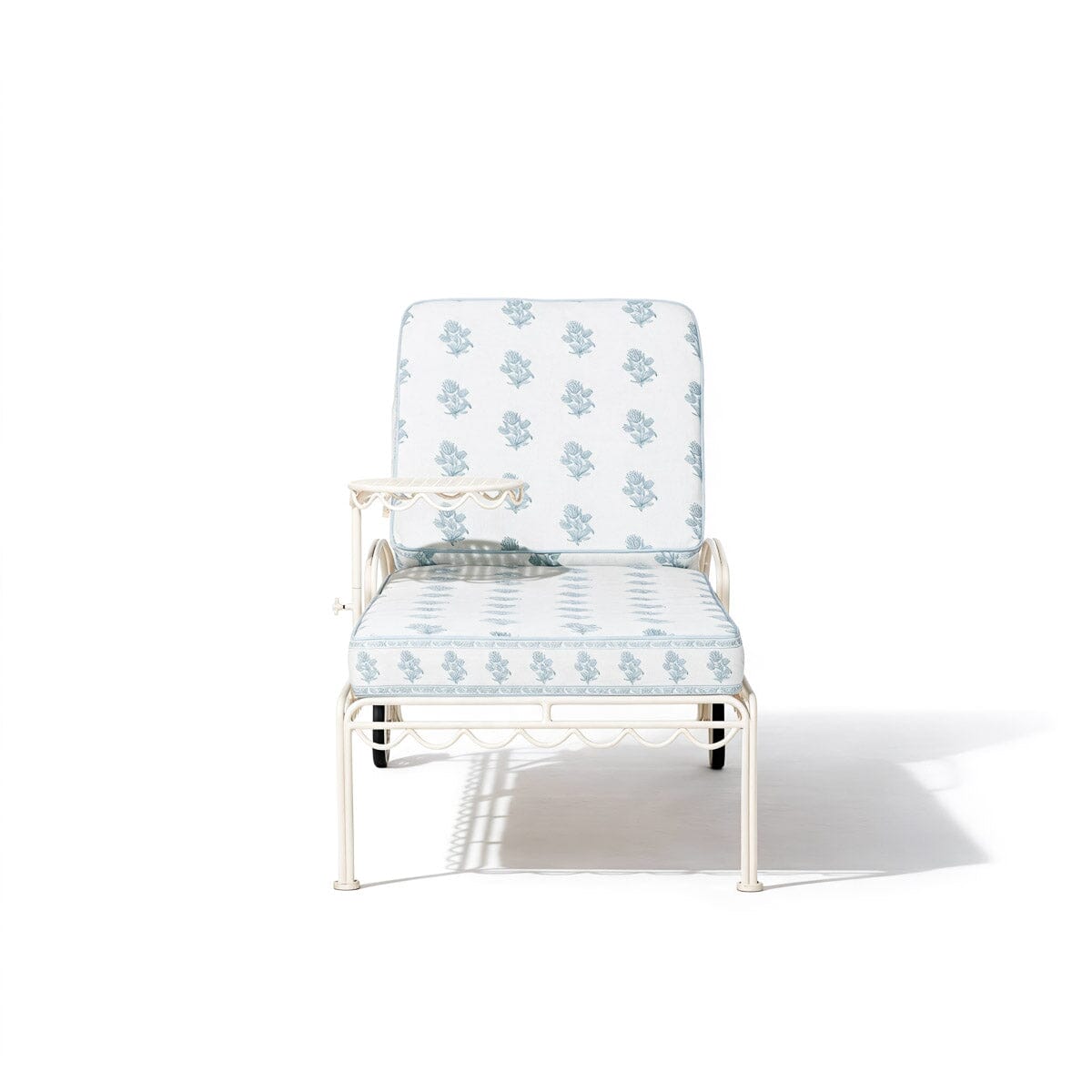 The Al Fresco Sun Lounger by Amanda Lindroth in Jaipur Blue | Antique White Frame Al Fresco Sun Lounger Kit B&P by Amanda Lindroth 