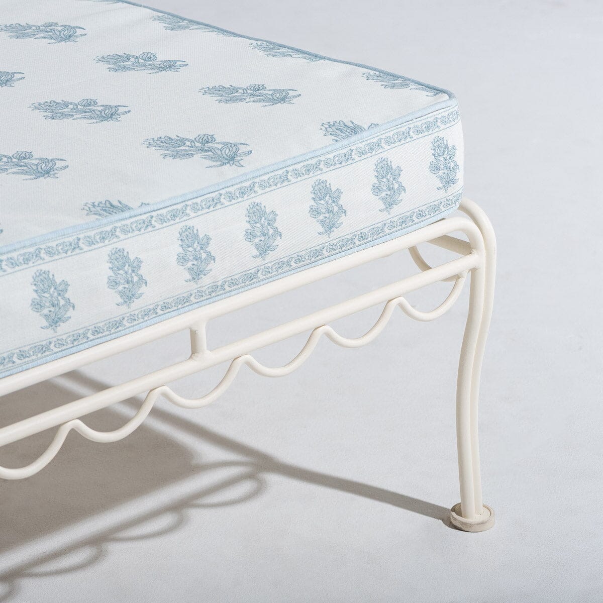 The Al Fresco Sun Lounger by Amanda Lindroth in Jaipur Blue | Antique White Frame Al Fresco Sun Lounger Kit B&P by Amanda Lindroth 