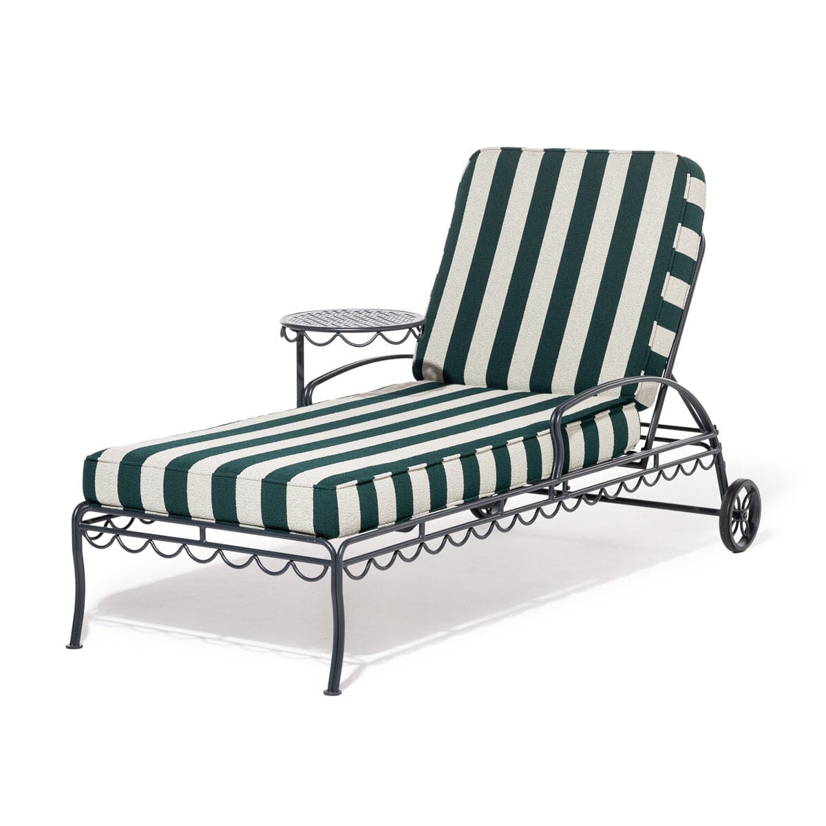 The Al Fresco Sun Lounger in Terry Green Stripe | Vintage Black Frame Al Fresco Sun Lounger Kit Business & Pleasure Co Aus 