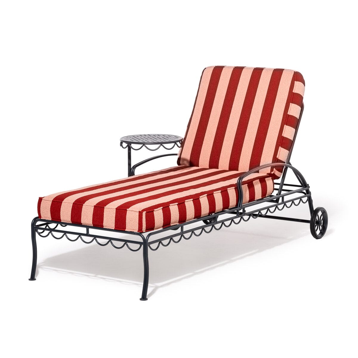 The Al Fresco Sun Lounger in Terry Terracotta Stripe | Vintage Black Frame Al Fresco Sun Lounger Kit Business & Pleasure Co Aus 