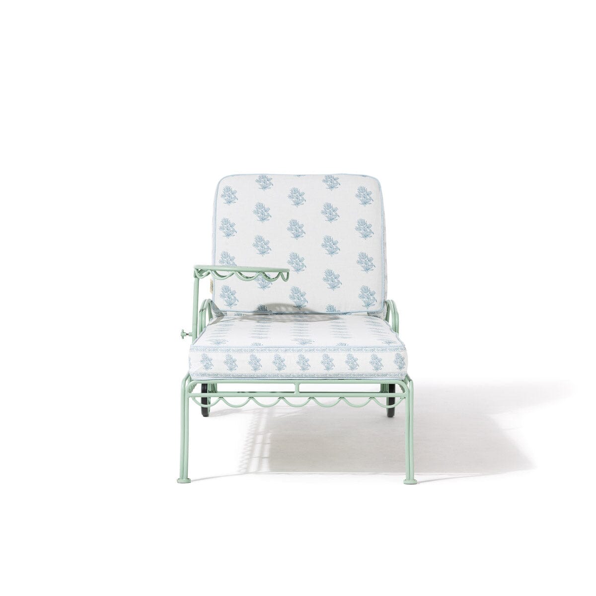 The Al Fresco Sun Lounger by Amanda Lindroth in Jaipur Blue | Sage Green Frame Al Fresco Sun Lounger Kit B&P by Amanda Lindroth 