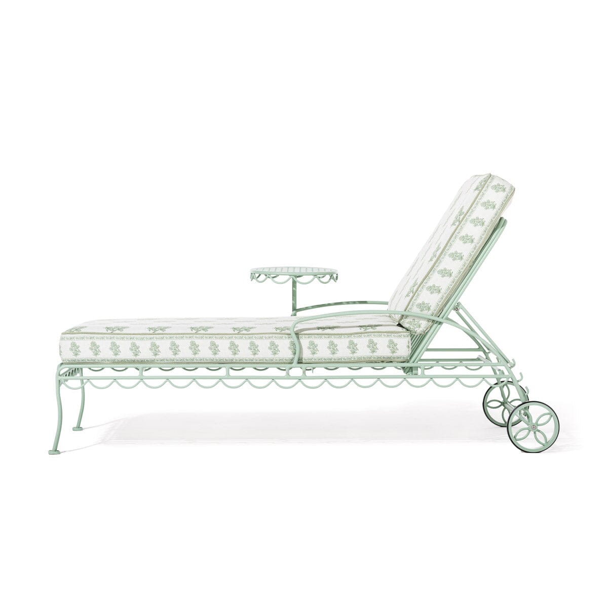 The Al Fresco Sun Lounger by Amanda Lindroth in Jaipur Green | Sage Green Frame Al Fresco Sun Lounger Kit B&P by Amanda Lindroth 