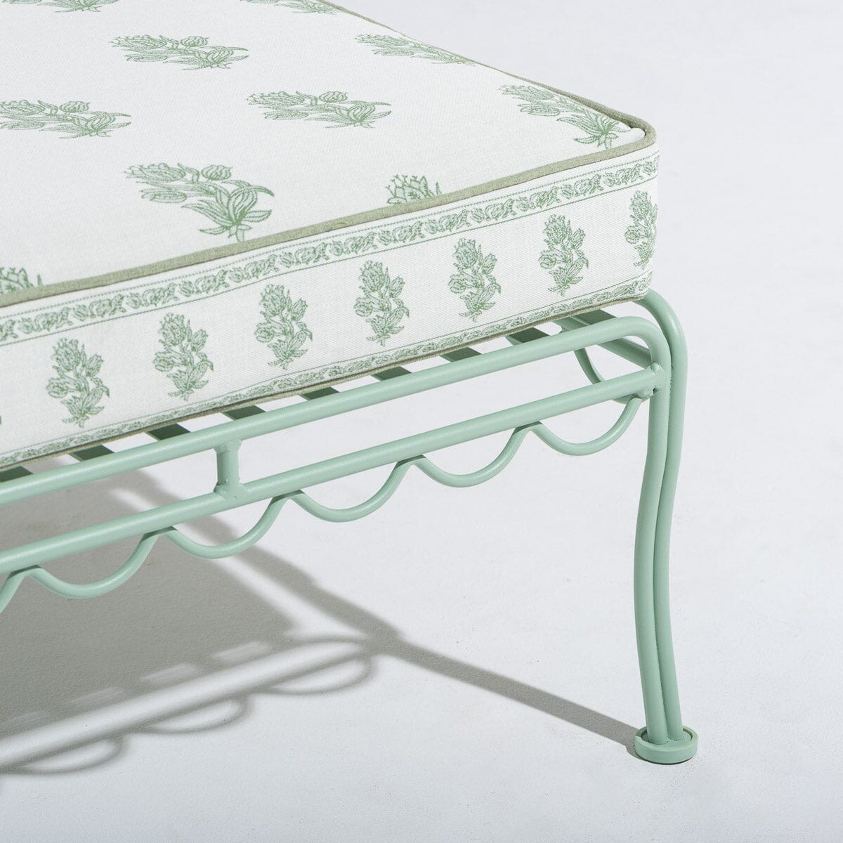 The Al Fresco Sun Lounger by Amanda Lindroth in Jaipur Green | Sage Green Frame Al Fresco Sun Lounger Kit B&P by Amanda Lindroth 