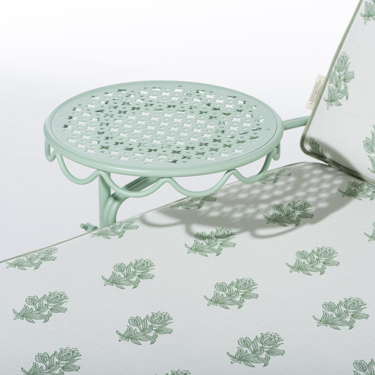 The Al Fresco Sun Lounger by Amanda Lindroth in Jaipur Green | Sage Green Frame Al Fresco Sun Lounger Kit B&P by Amanda Lindroth 