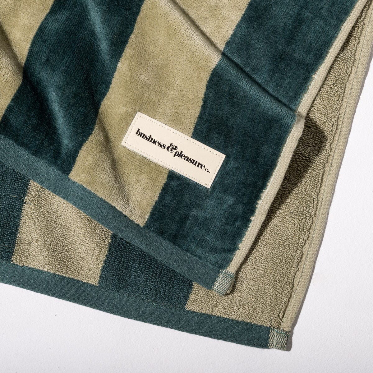 The Beach Blanket - Terry Green Stripe Beach Blanket Business & Pleasure Co Aus 