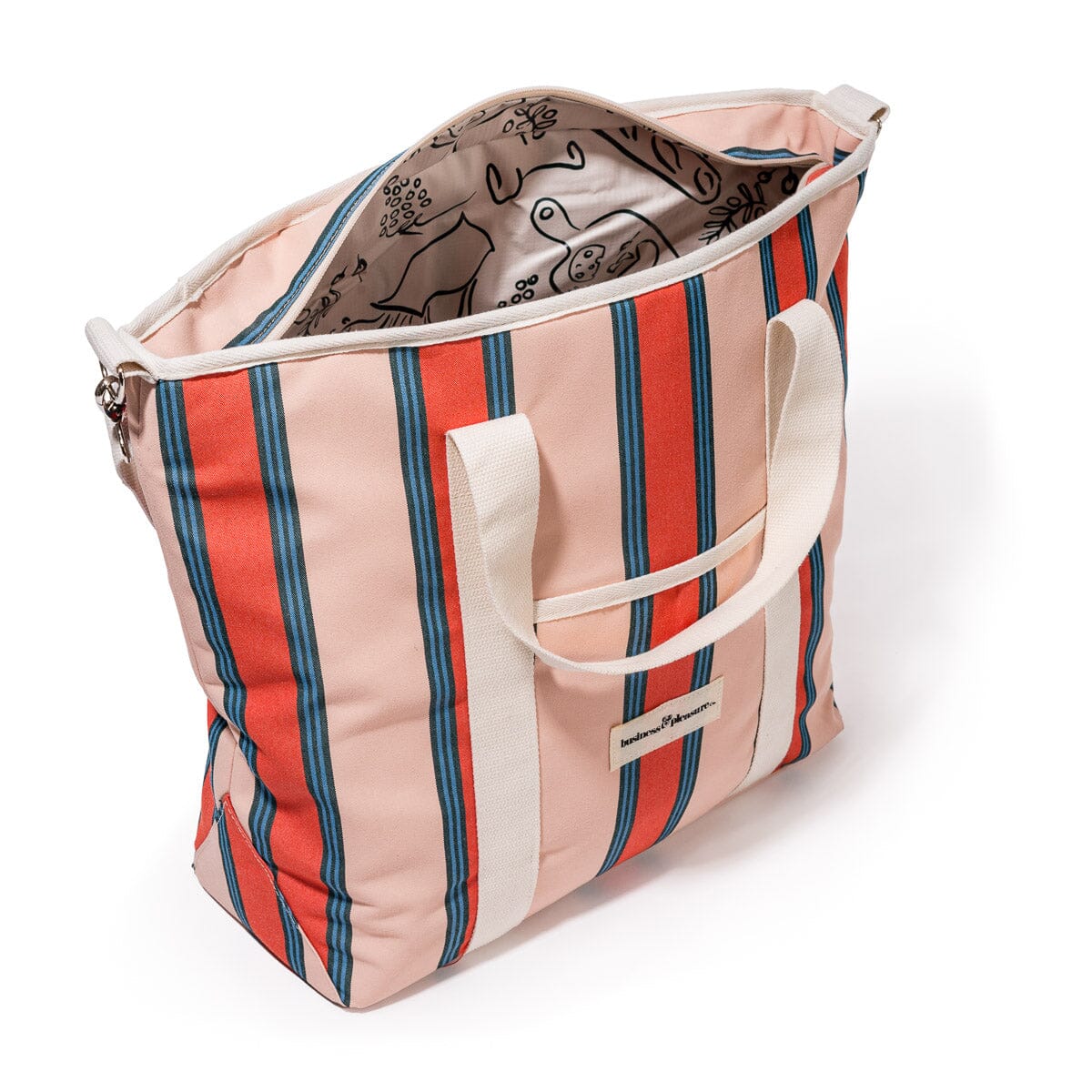 The Cooler Tote Bag - Bistro Dusty Pink Stripe Cooler Tote Business & Pleasure Co Aus 