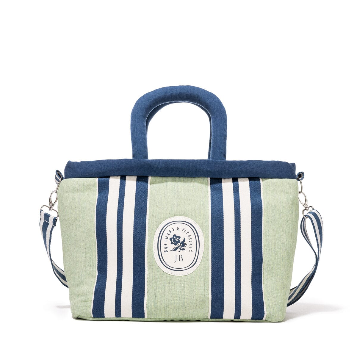 Product image of The Cloud Cooler Tote Bag x Julia Berolzheimer in Green Stripes Cloud Cooler Tote Bag B&P Co. x Julia Berolzheimer 