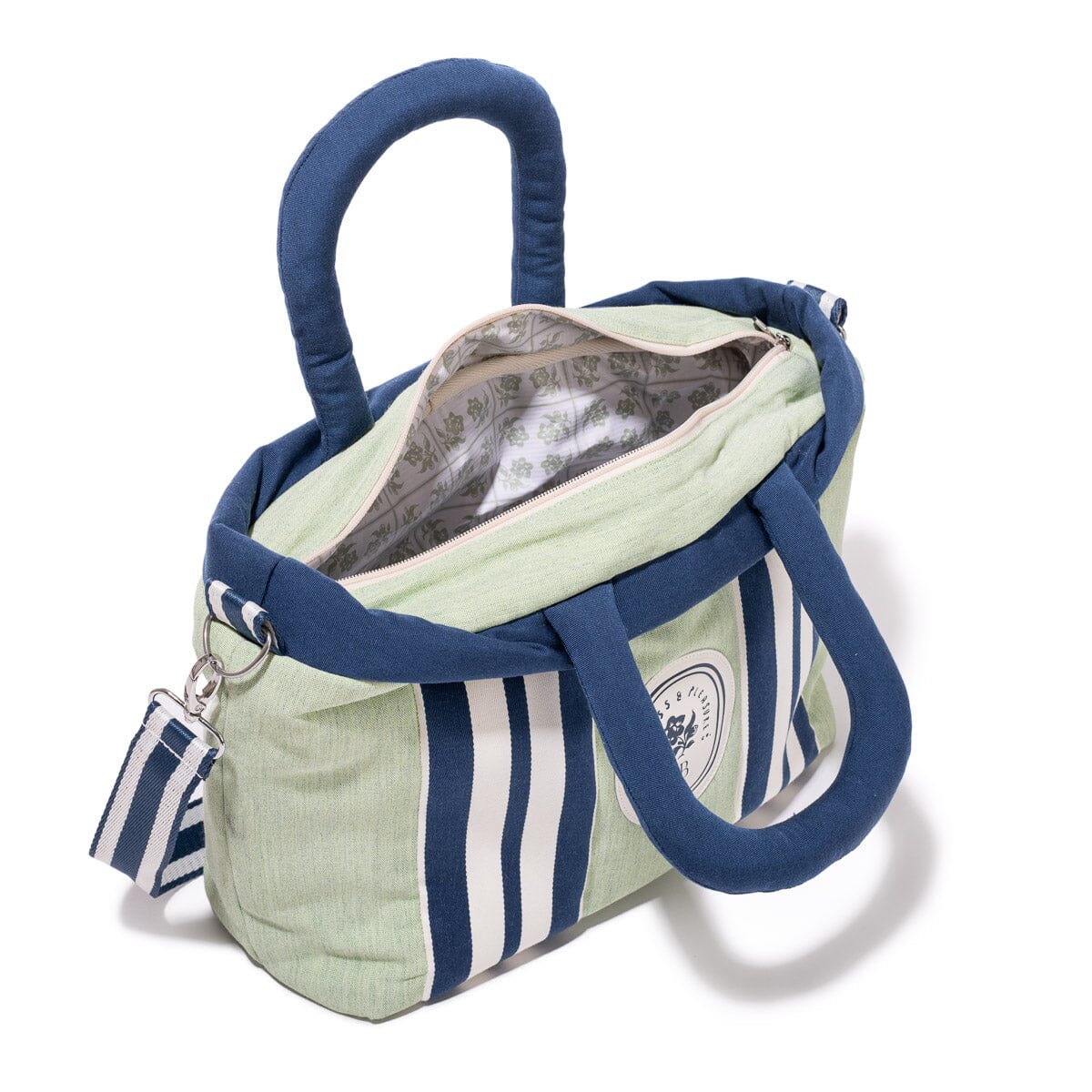 The Cloud Cooler Tote Bag x Julia Berolzheimer in Green Stripes Cloud Cooler Tote Bag B&P Co. x Julia Berolzheimer 