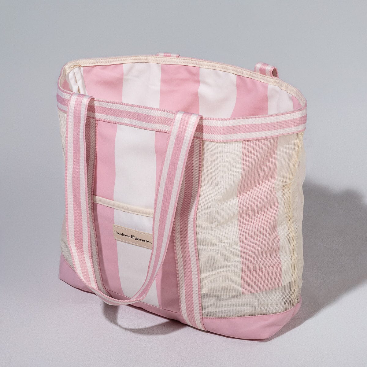 The Mesh Beach Bag - Crew Pink Stripe Mesh Beach Bag Business & Pleasure Co Aus 