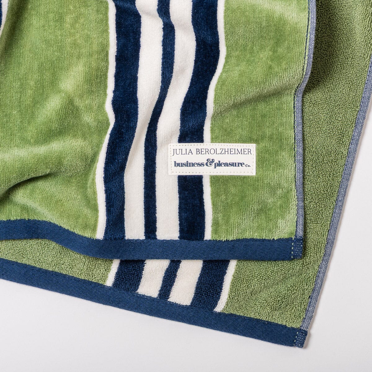 The Beach Towel x Julia Berolzheimer in Green Stripes Beach Towel B&P Co. x Julia Berolzheimer 