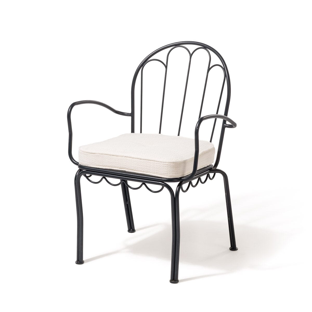 The Al Fresco Dining Chair in Boucle Antique White | Vintage Black Frame Al Fresco Dining Chair Business & Pleasure Co Aus 