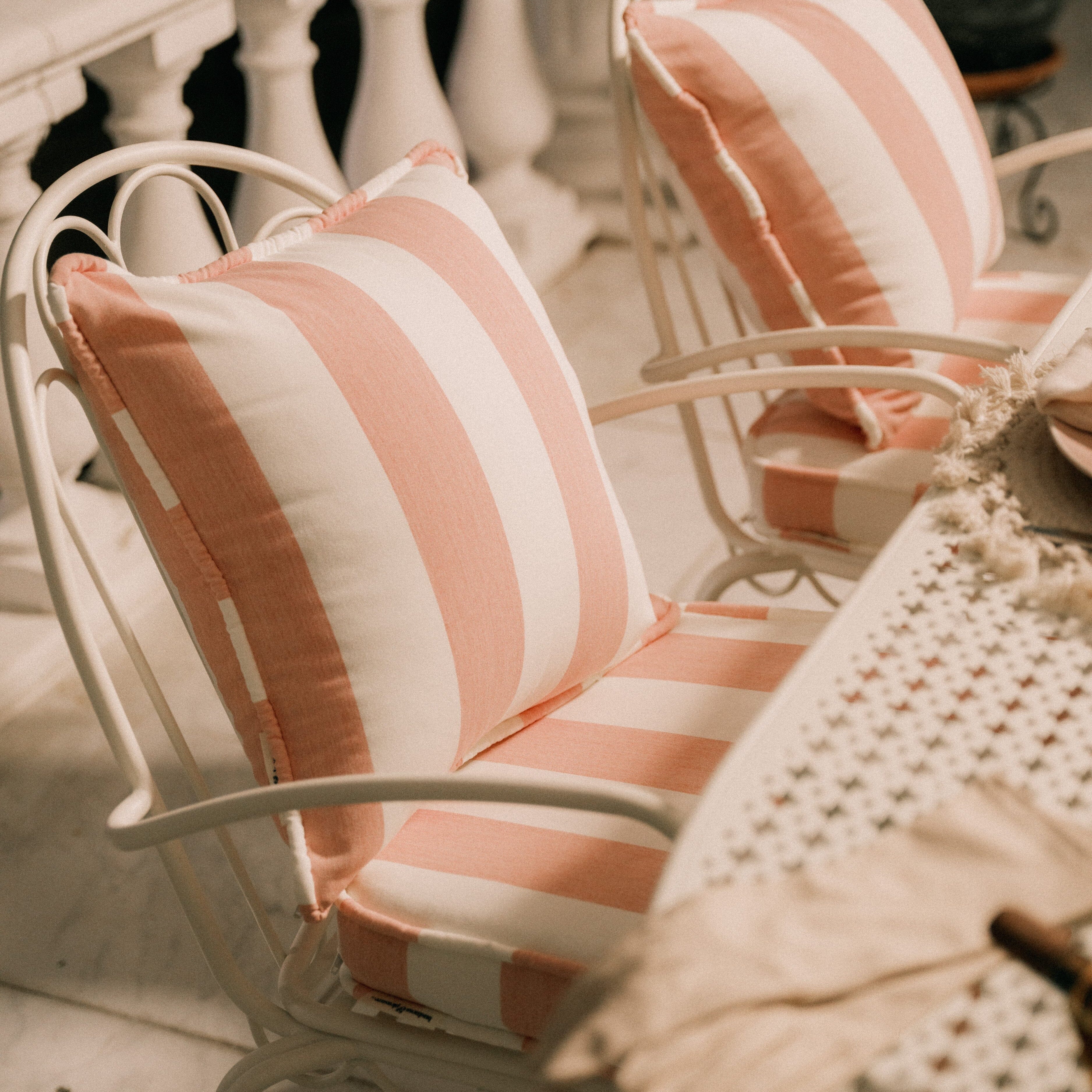 The Al Fresco Dining Chair Cushion - Crew Pink Stripe Al Fresco Dining Chair Cushion Business & Pleasure Co Aus 