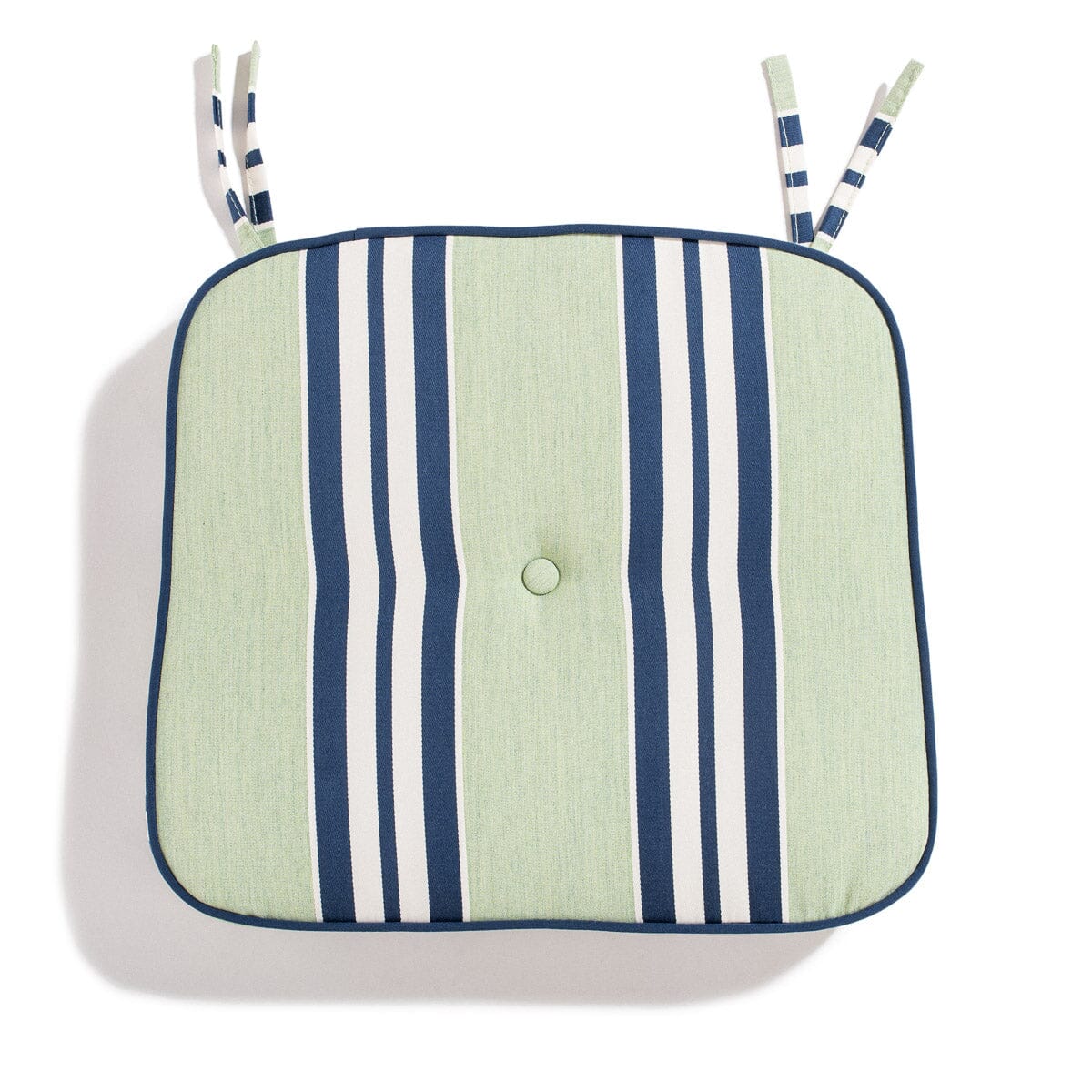 The Al Fresco Dining Chair Cushion x Julia Berolzheimer in Green Stripes Al Fresco Dining Chair Cushion B&P Co. x Julia Berolzheimer 
