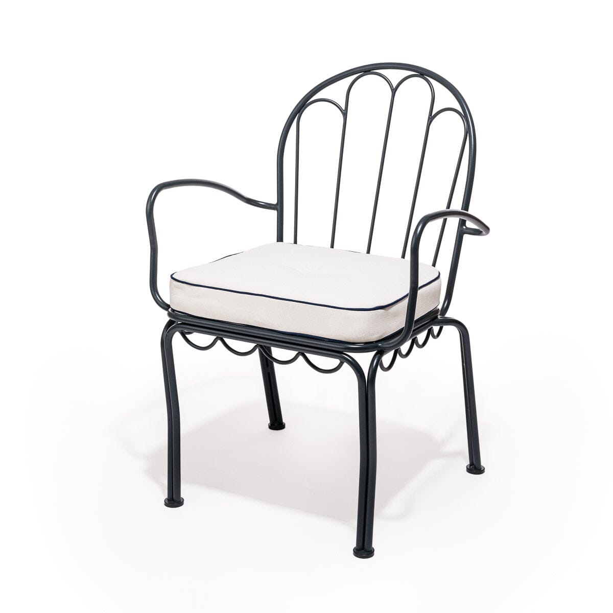 The Al Fresco Dining Chair in Rivie White | Vintage Black Frame Al Fresco Dining Chair Business & Pleasure Co Aus 