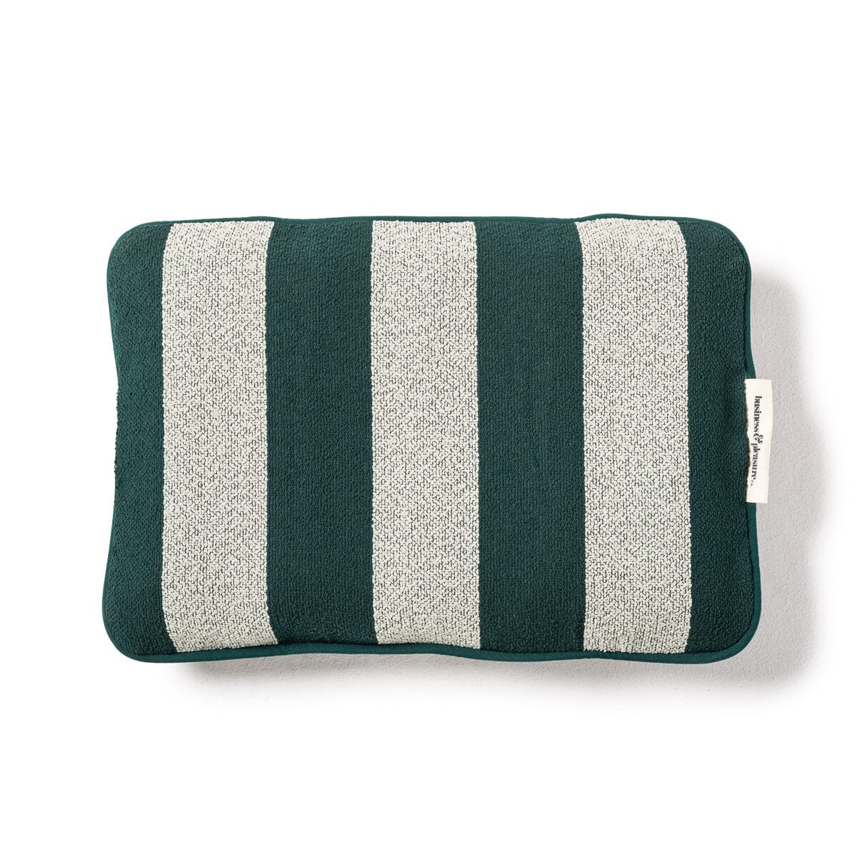 The Inflatable Beach Pillow - Terry Green Stripe Inflatable Beach Pillow Business & Pleasure Co Aus 