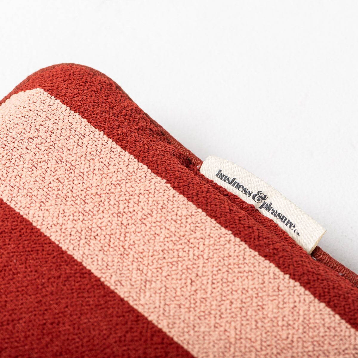 The Inflatable Beach Pillow - Terry Terracotta Stripe Inflatable Beach Pillow Business & Pleasure Co Aus 