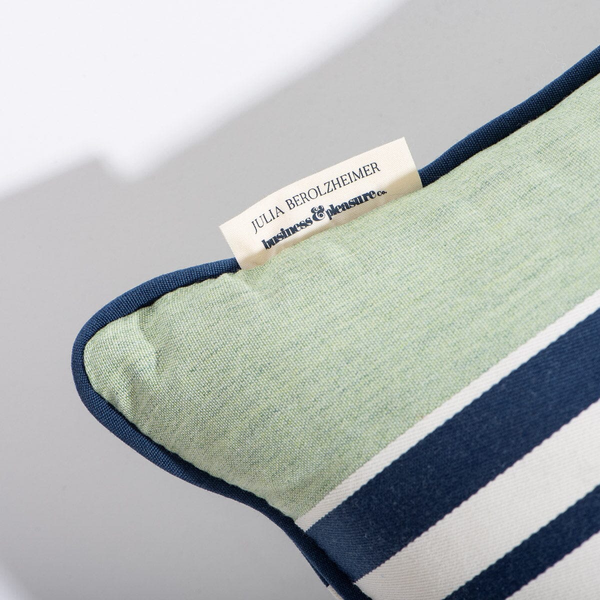 The Rectangle Throw Pillow x Julia Berolzheimer in Green Stripes Rectangle Throw Pillow B&P Co. x Julia Berolzheimer 