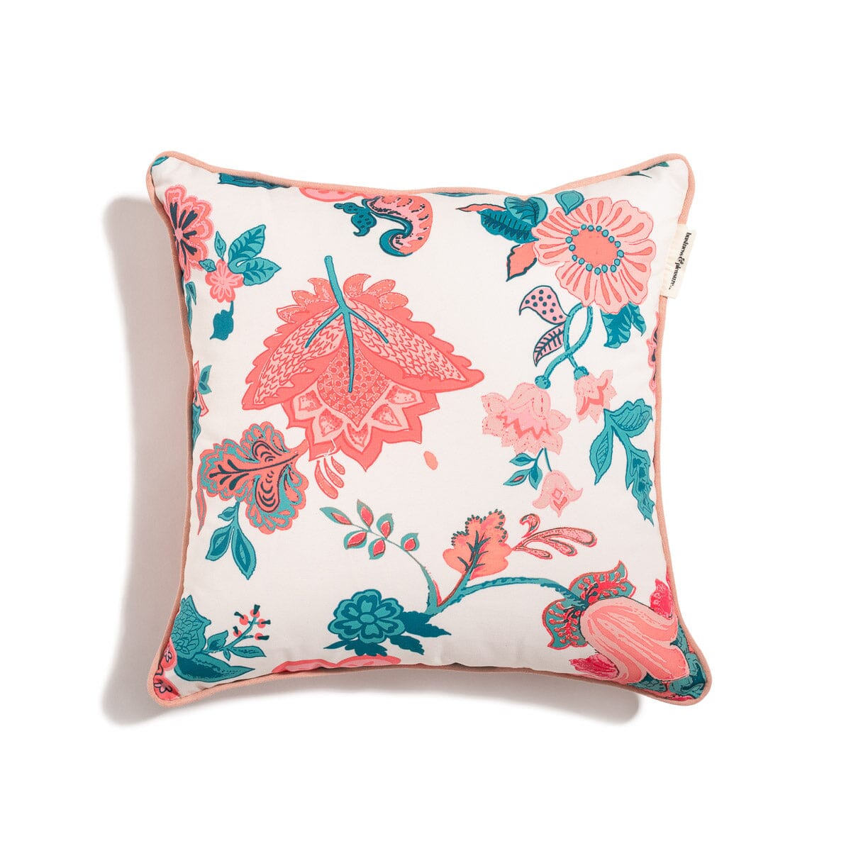 The Small Square Throw Pillow - Paisley Bay Palm Pink Small Square Throw Pillow Business & Pleasure Co Aus 