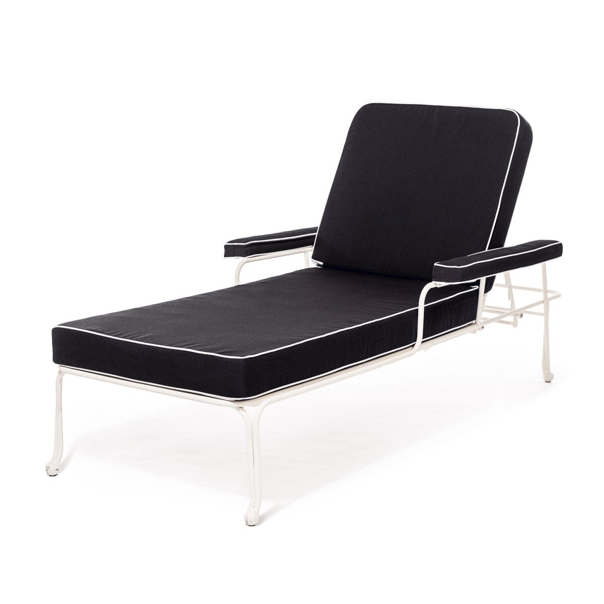 The Waterhouse Sun Lounger in Rivie Black | Antique White Frame Kit Business & Pleasure Co. 