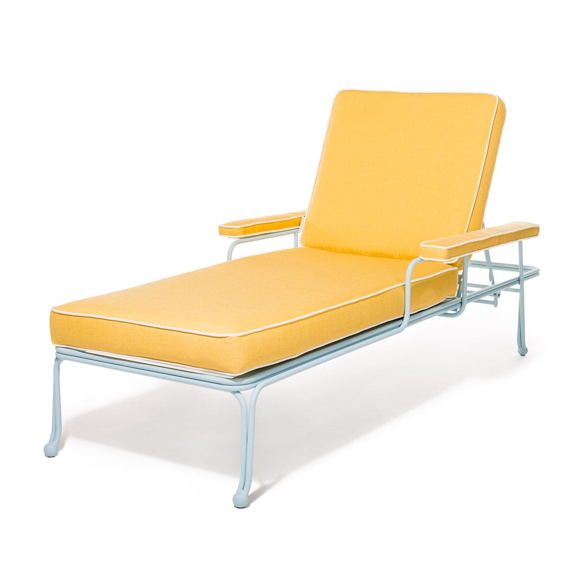 Product image of The Waterhouse Sun Lounger in Sunbleached Yellow | Powder Blue Frame Waterhouse Sun Lounger Kit Business & Pleasure Co. 