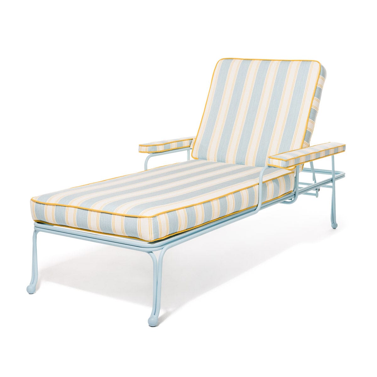 Product image of The Waterhouse Sun Lounger in Tuuli Stripe Blue | Powder Blue Frame Waterhouse Sun Lounger Kit Business & Pleasure Co. 