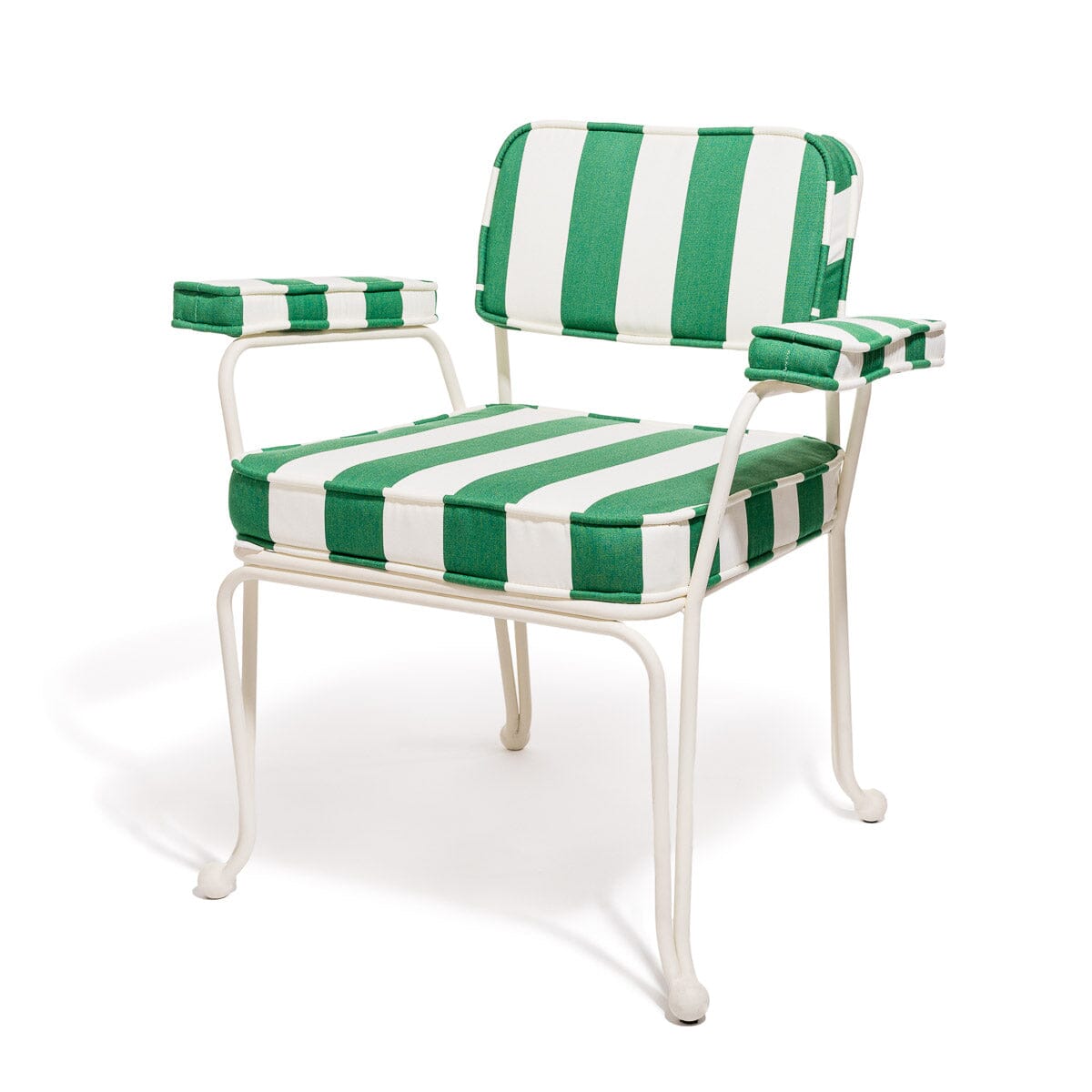 The Waterhouse Dining Chair in Crew Canyon Green Stripe | Antique White Frame Kit Business & Pleasure Co. 