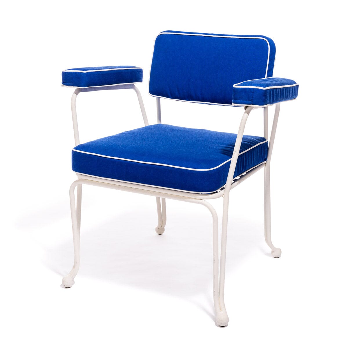 The Waterhouse Dining Chair in Rivie Mediterranean Blue | Antique White Frame Kit Business & Pleasure Co. 