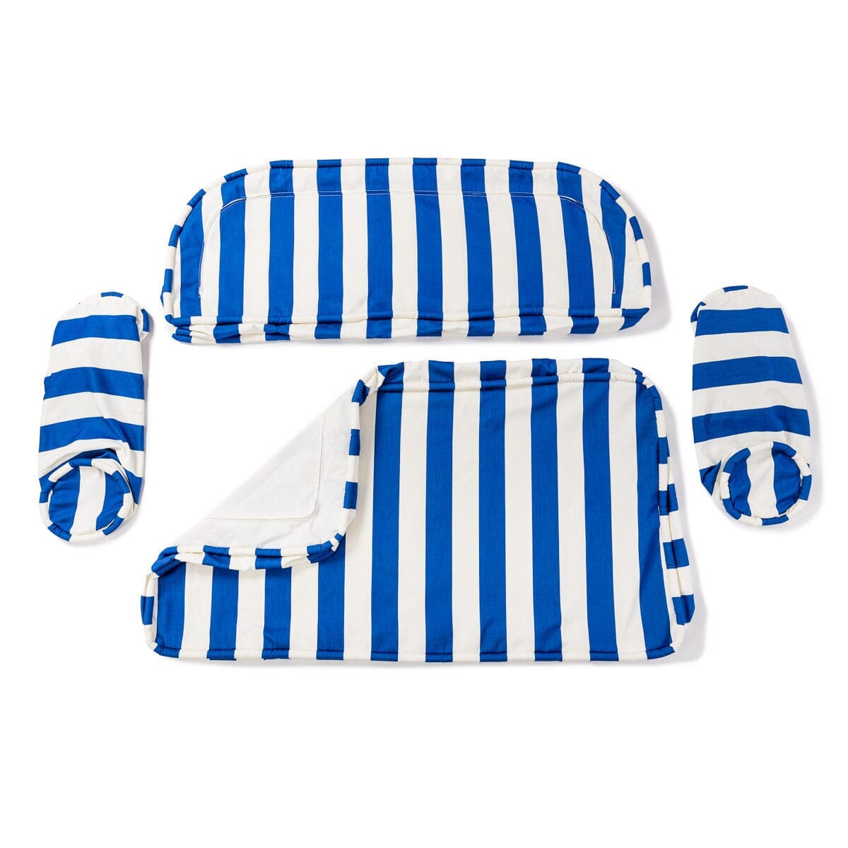 Product image of The Al Fresco Love Seat Slip Cover Set - Crew Mediterranean Blue Stripe Al Fresco Love Seat Slip Cover Set Business & Pleasure Co. 