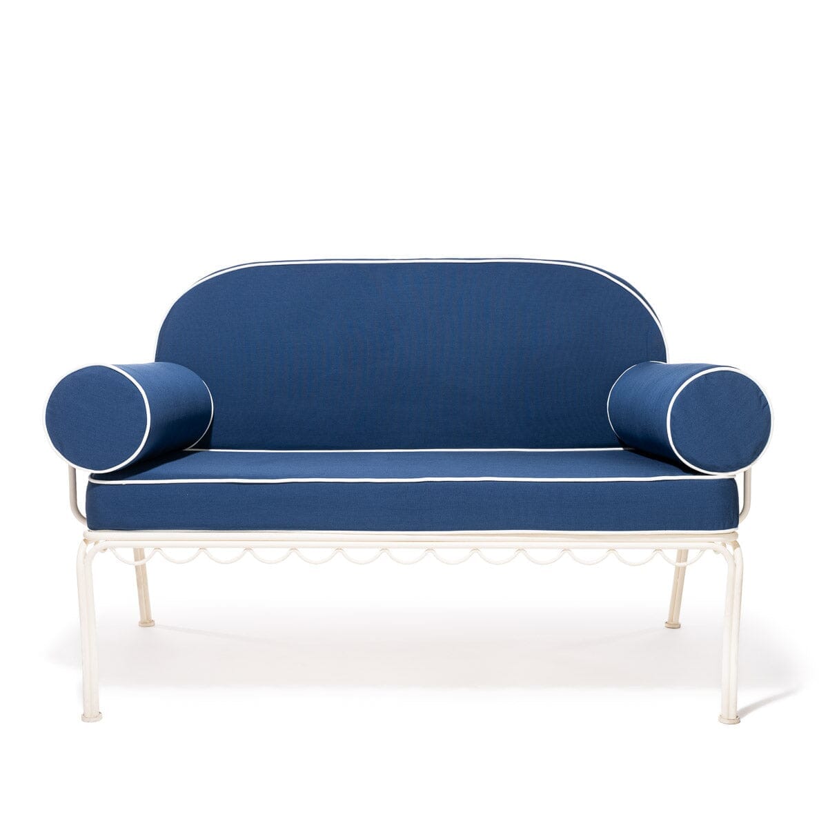 Product image of The Al Fresco Love Seat x Julia Berolzheimer in Rivie Slate | Antique White Frame Al Fresco Love Seat Kit B&P x Julia Berolzheimer 