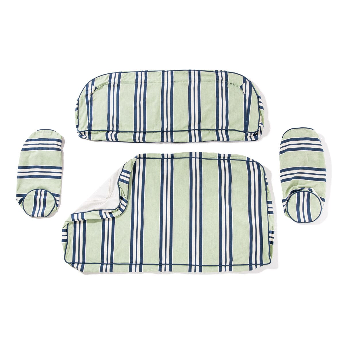The Al Fresco Love Seat x Julia Berolzheimer in Green Stripes | Vintage Black Frame Al Fresco Love Seat Kit B&P x Julia Berolzheimer 
