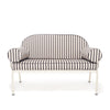 Swatch for The Al Fresco Love Seat in Monaco Black Stripe | Antique White Frame