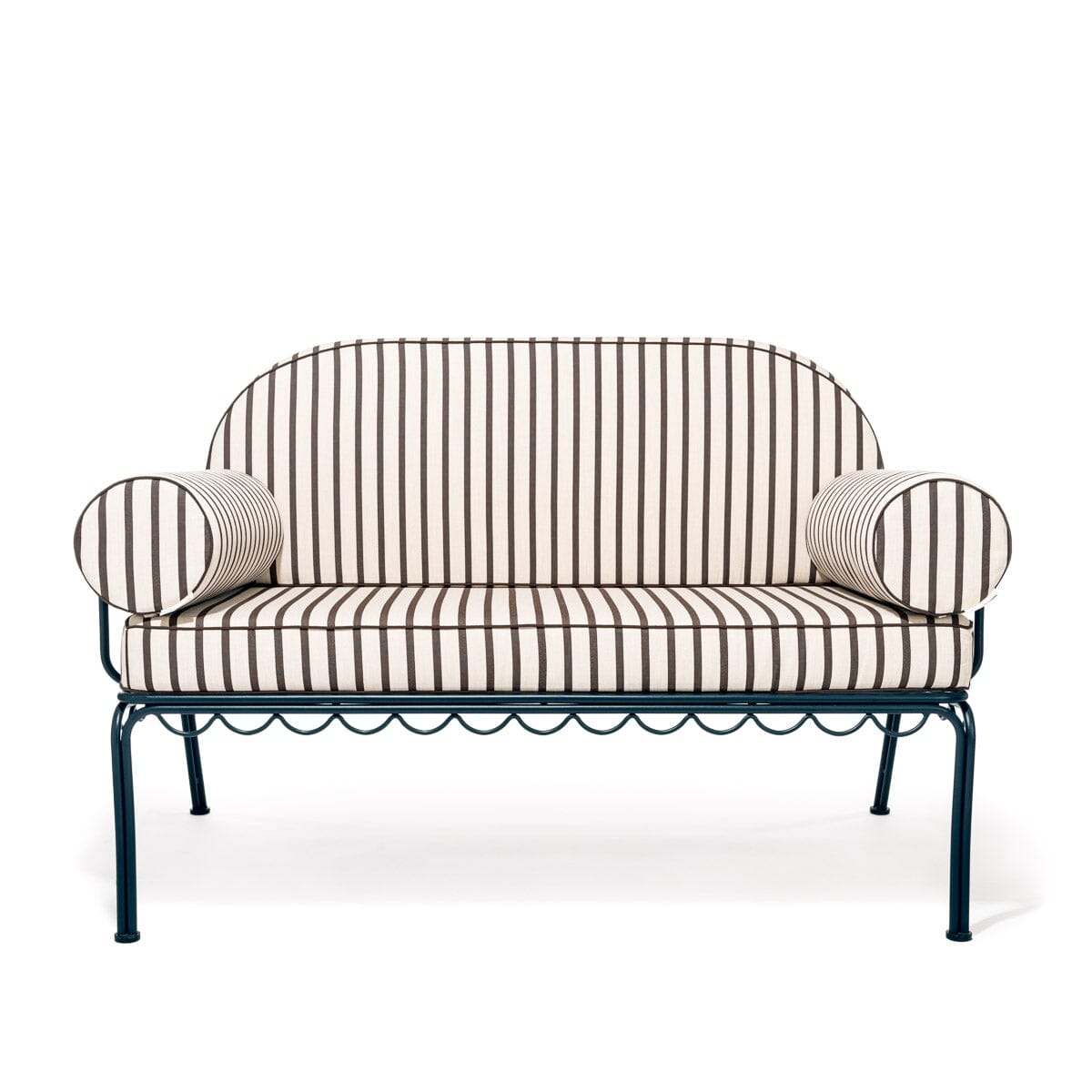 The Al Fresco Love Seat Cushion Cover Set - Monaco Black Stripe Al Fresco Love Seat Cushion Set Business & Pleasure Co. 