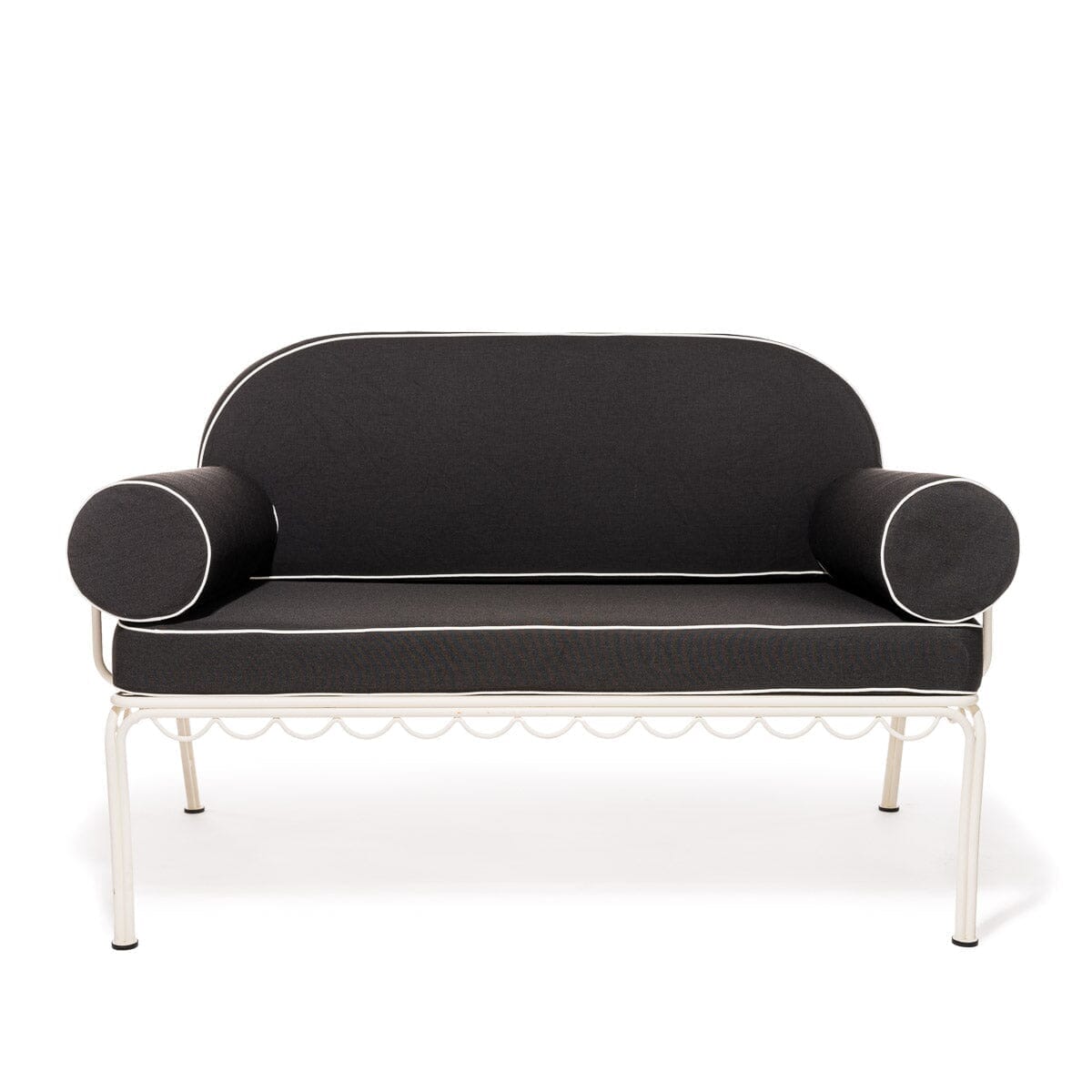 Product image of The Al Fresco Love Seat in Rivie Black | Antique White Frame Al Fresco Love Seat Kit Business & Pleasure Co. 