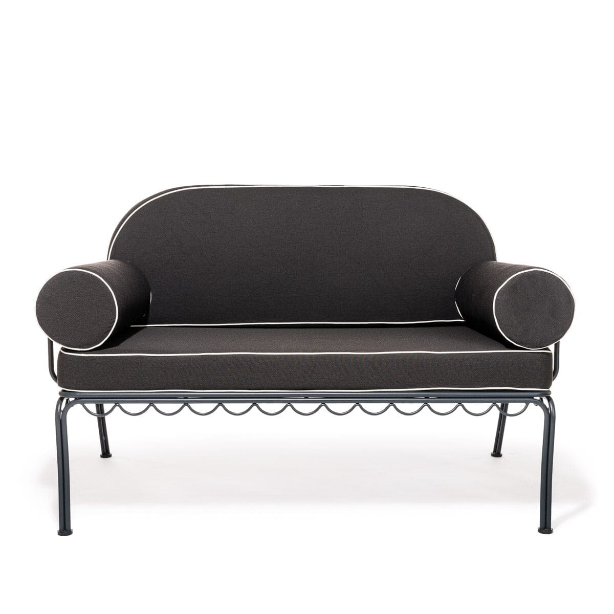 Product image of The Al Fresco Love Seat in Rivie Black | Vintage Black Frame Al Fresco Love Seat Kit Business & Pleasure Co. 