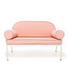 Swatch for The Al Fresco Love Seat in Rivie Pink | Antique White Frame