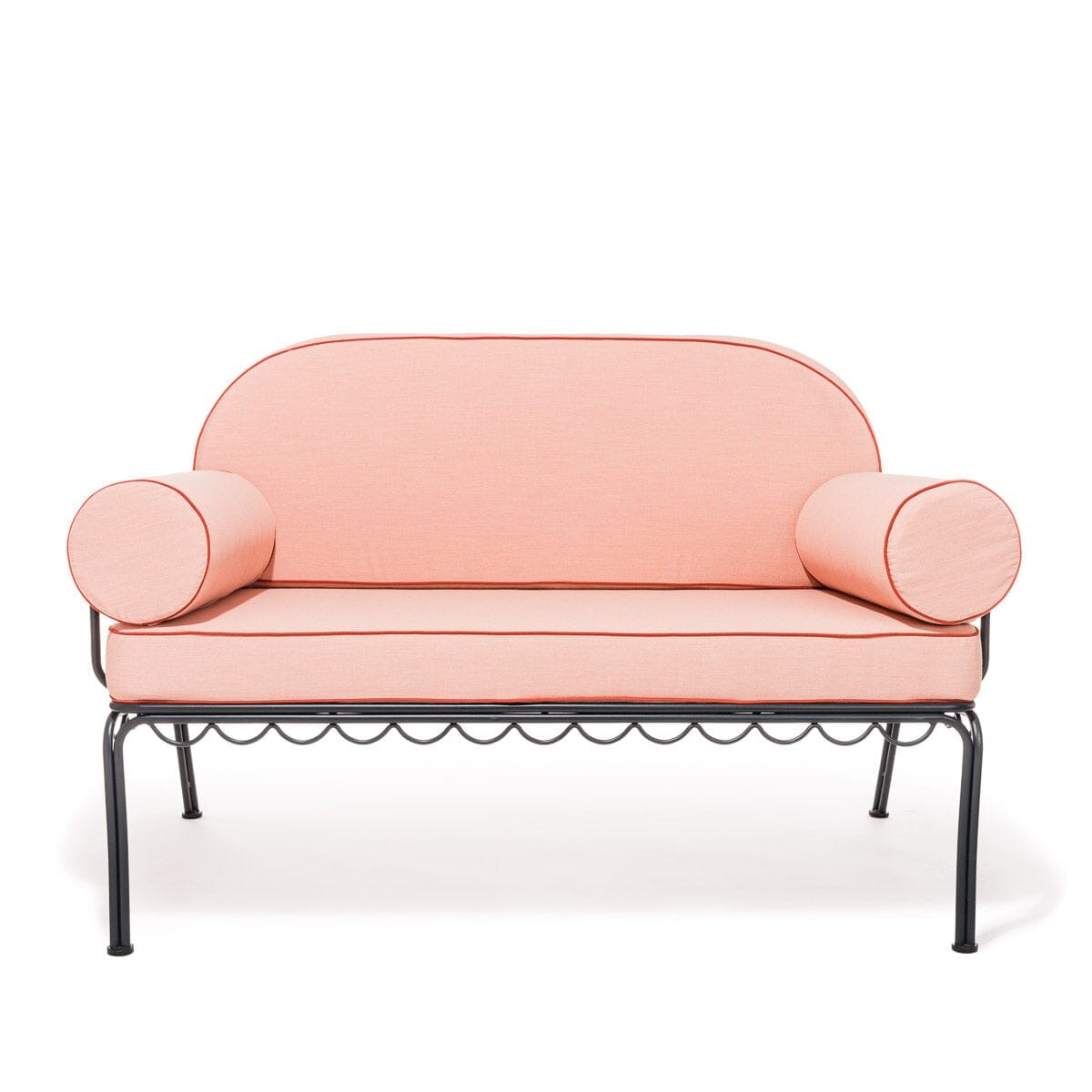 Product image of The Al Fresco Love Seat in Rivie Pink | Vintage Black Frame Al Fresco Love Seat Kit Business & Pleasure Co. 