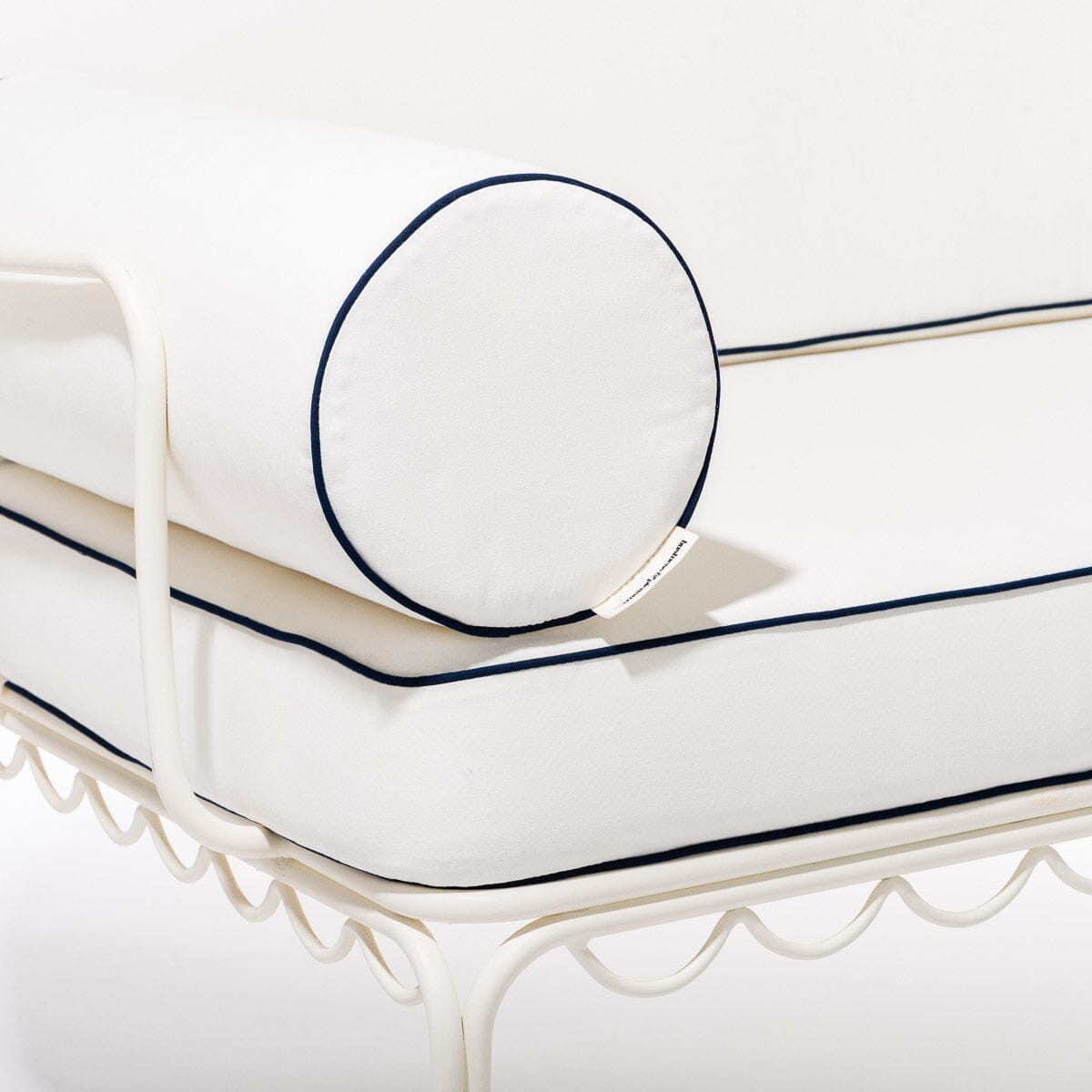 The Al Fresco Love Seat in Rivie White | Antique White Frame Al Fresco Love Seat Kit Business & Pleasure Co. 