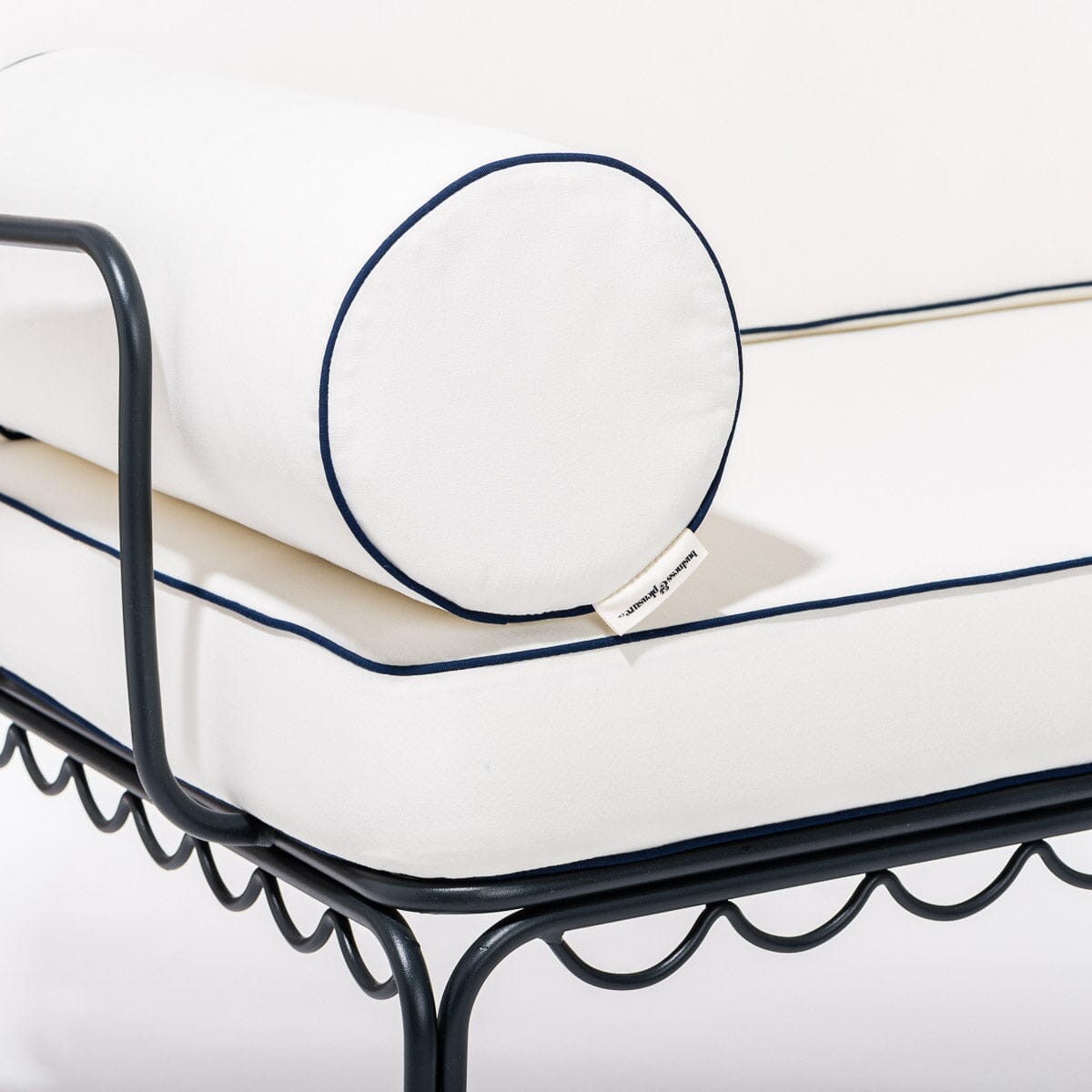 The Al Fresco Love Seat in Rivie White | Vintage Black Frame Al Fresco Love Seat Kit Business & Pleasure Co. 